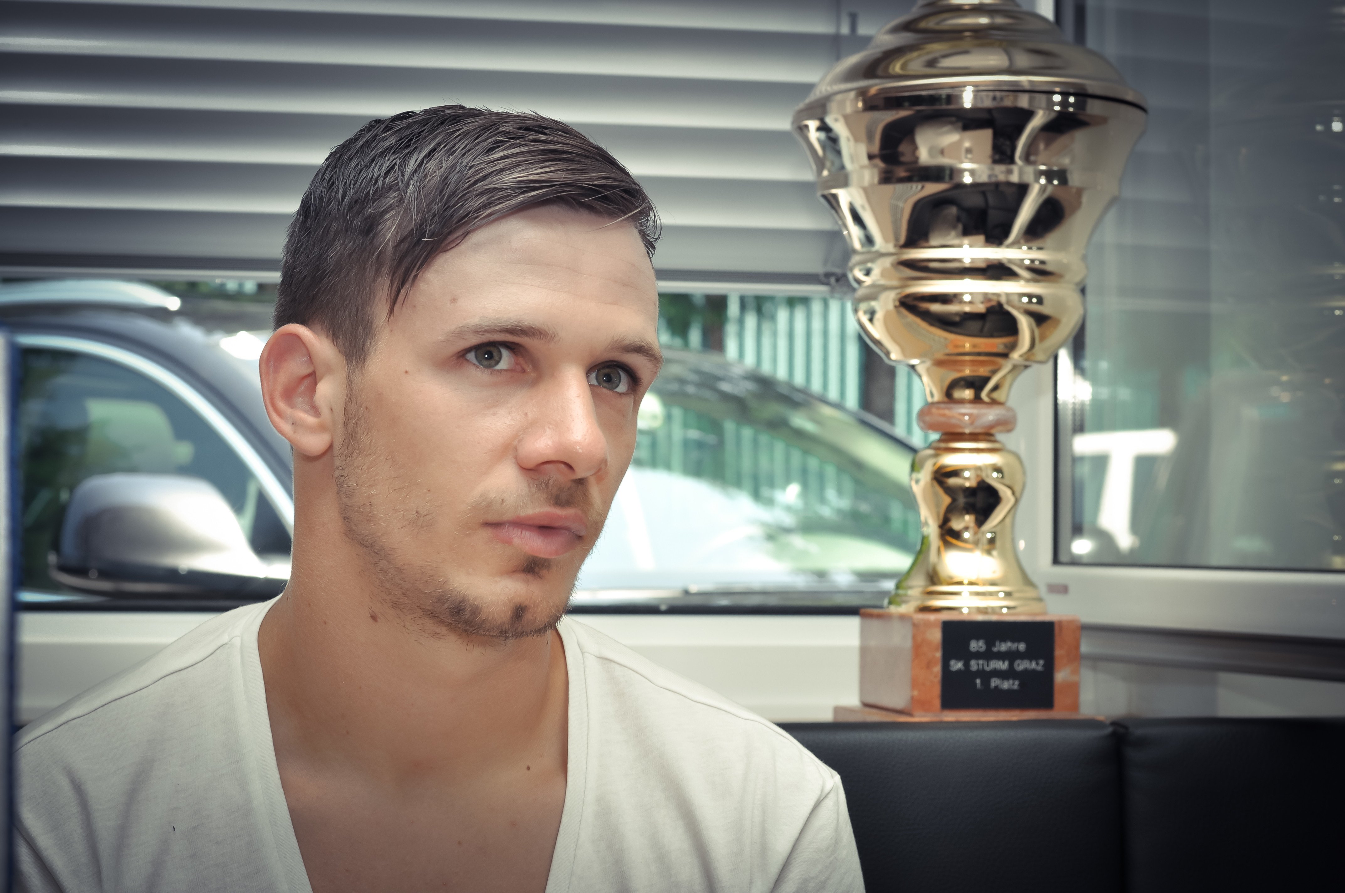 Graz, Sturm-Trainingszentrum, Sturm-Spieler Daniel Offenbacher im Porträt für ein Interview.